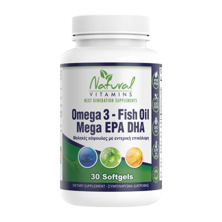 Omega 3 Fish Oil 1000mg - Natural Vitamins 30 Κάψουλες